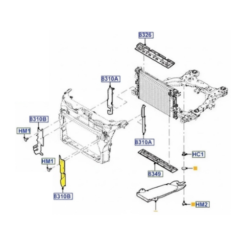 TOLVA RADIADOR DEFLECTOR DE AIRE FORD EXPLORER 2011 AL 2015 LAT DEL IZQ ORIGINAL COD. BB5Z-8311-B