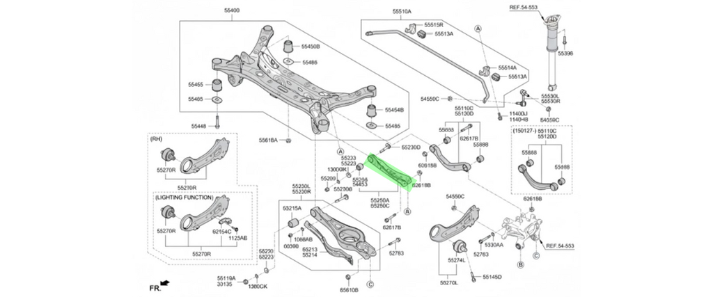 BRACK SUSPENSION HYUNDAI SONATA/ TUCSON 2016 AL 2021/ KIA SPORTAGE/ OPTIMA 2016 AL 2022 TRAS ORIGINAL COD.  55260-D5200