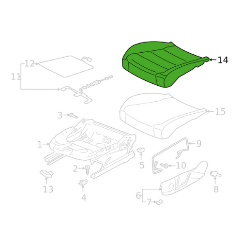 FUNDA ASIENTO VOLKSWAGEN JETTA 2019 AL 2021 S/AIRBAG (P/RESPALDO) TELA NEG DEL DER COD. 17A-881-806-QMS