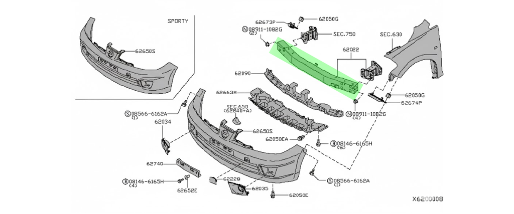 ALMA FASCIA NISSAN VERSA 2012 AL 2018 DEL ORIGINAL COD. 62030-EBA0A