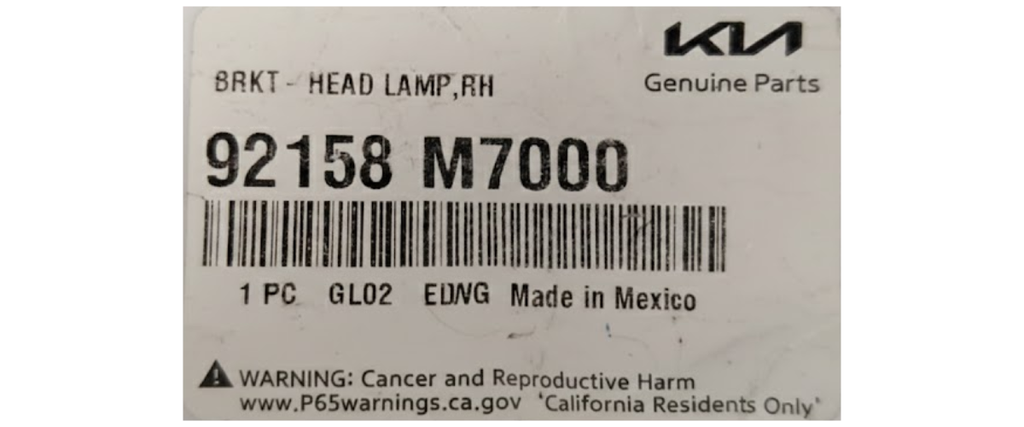 GUIA FARO KIA FORTE 2019 AL 2021 DEL DER ORIGINAL COD. 92158M-7000