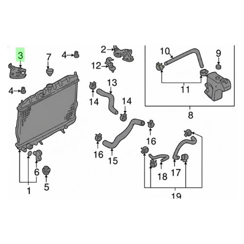 SOPORTE RADIADOR NISSAN SENTRA 2003 AL 2006 1.8/2.5L SUP IZQ ORIGINAL COD. 21543-6Z510