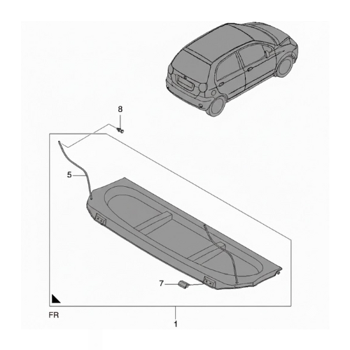 TAPA CAJUELA (SOMBRERERA) CHEVROLET SPARK/ MATIZ 2005 AL 2015/ PONTIAC MATIZ G2 2006 AL 2010 TRAS COD. 96657232