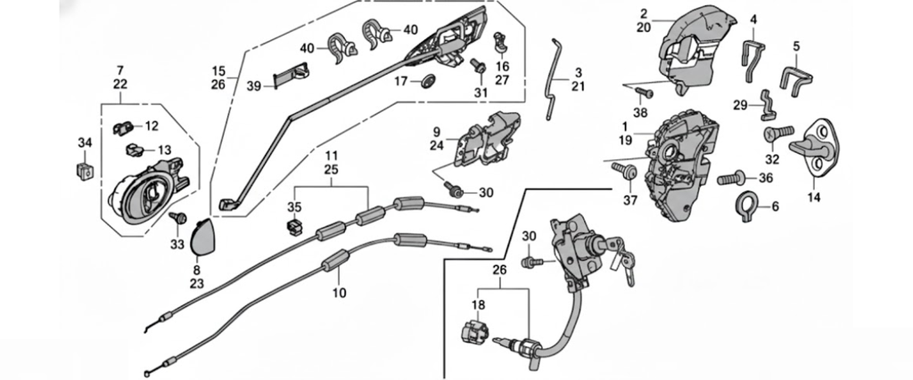 CILINDRO CHAPA PUERTA HONDA CR-Z 2011 AL 2016 C/LLAVE DEL IZQ ORIGINAL COD. 72185-SZT-A01