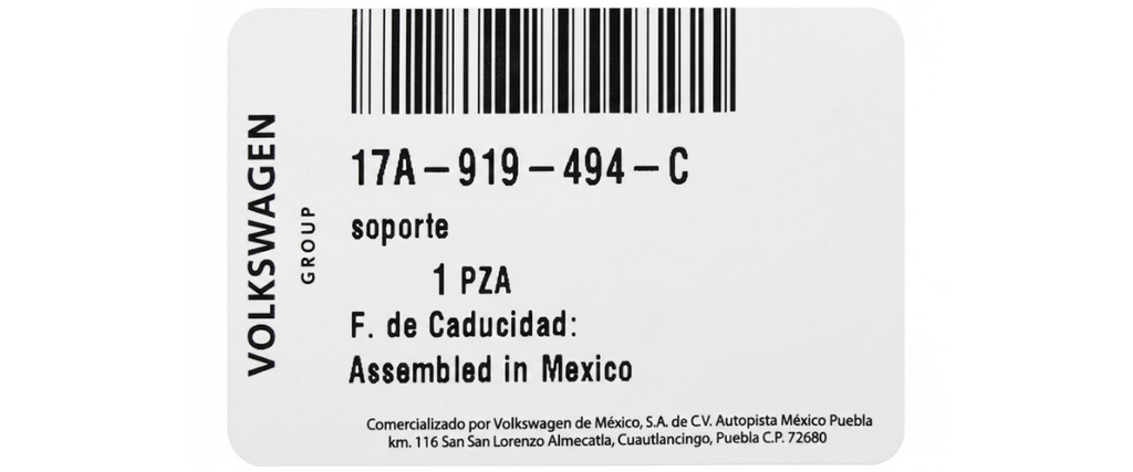 SOPORTE SENSOR VOLKSWAGEN JETTA A7/ TAOS 2019 AL 2024 FRONT DEL ORIGINAL COD. 17A-919-494-C