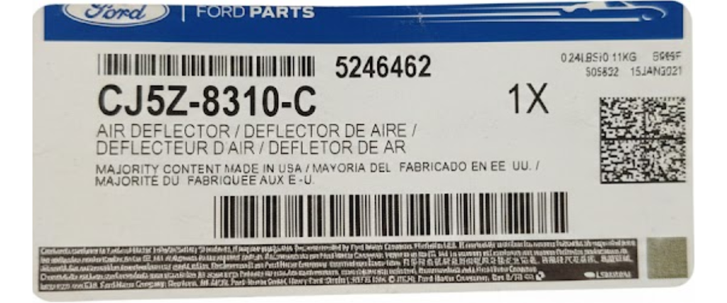 TOLVA RADIADOR DEFLECTOR DE AIRE FORD ESCAPE 2013 AL 2016 2.5L INF DEL DER ORIGINAL COD. CJ5Z-8310-C