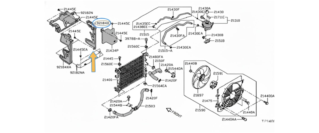 TOLVA RADIADOR DEFLECTOR DE AIRE NISSAN KICKS 2016 AL 2022 LAT DEL DER ORIGINA COD. 921845RB0A