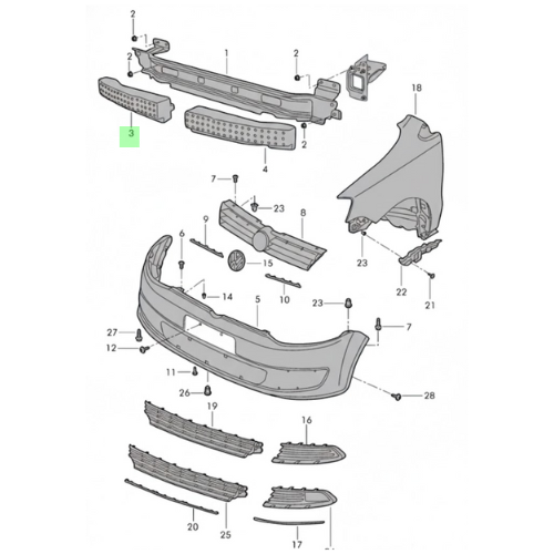 ANTIMPACTO VOLSWAGEN GOL 2017 AL 2022 DEL DER ORIGINAL COD. 5U0-807-240-B