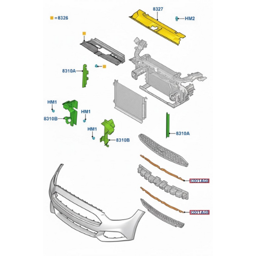 TOLVA RADIADOR DEFLECTOR DE AIRE FORD MUSTANG 2015 AL 2020 DEL IZQ ORIGINAL COD. FR3B-8103-AC