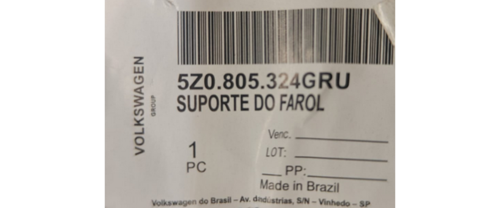 SOPORTE FASCIA (DEFENSA) VOLKSWAGEN CROSSFOX 2007 AL 2014 DEL DER ORIGINAL COD. 5Z0-805-324-GRU
