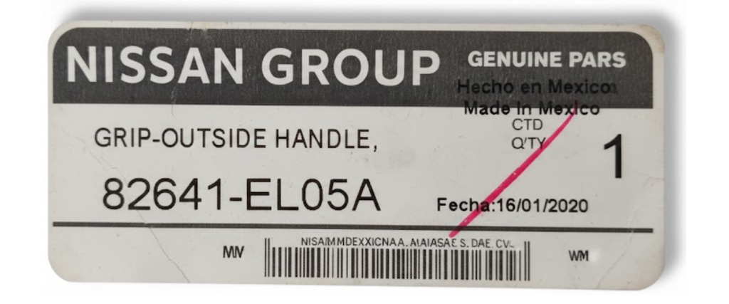MANIJA EXT NISSAN TIIDA 2007 AL 2018 DEL IZQ ORIGINAL COD. 82641-EL05A