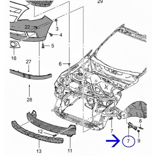 GUIA FASCIA (DEFENSA) CHEVROLET TORNADO 2011 AL 2021 DEL IZQ ORIGINAL GM COD. 94705159