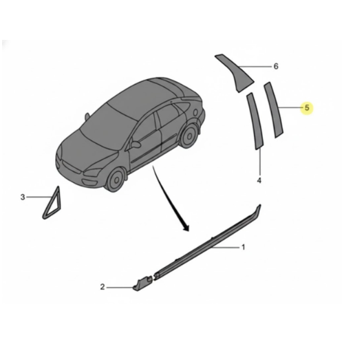MOLDURA PUERTA FORD FOCUS MK2 2004 AL 2012 LAT TRAS IZQ ORIGINAL COD. MOLDURA PUERTA FORD FOCUS MK2 2004 AL 2012 LAT TRAS IZQ ORIGINAL COD. 4M51-A254A41-AF
