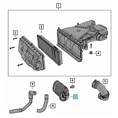 DUCTO ADMISION DE AIRE FIAT 500 2012 AL 2017 1.4L 4 CIL PLAST ORIGINAL COD. 6807-3649-AA