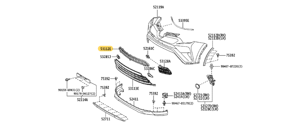 REJILLA (PARRILLA) TOYOTA RAV4 2013 AL 2016 DE DEF CENT DEL COD. 53112-42090