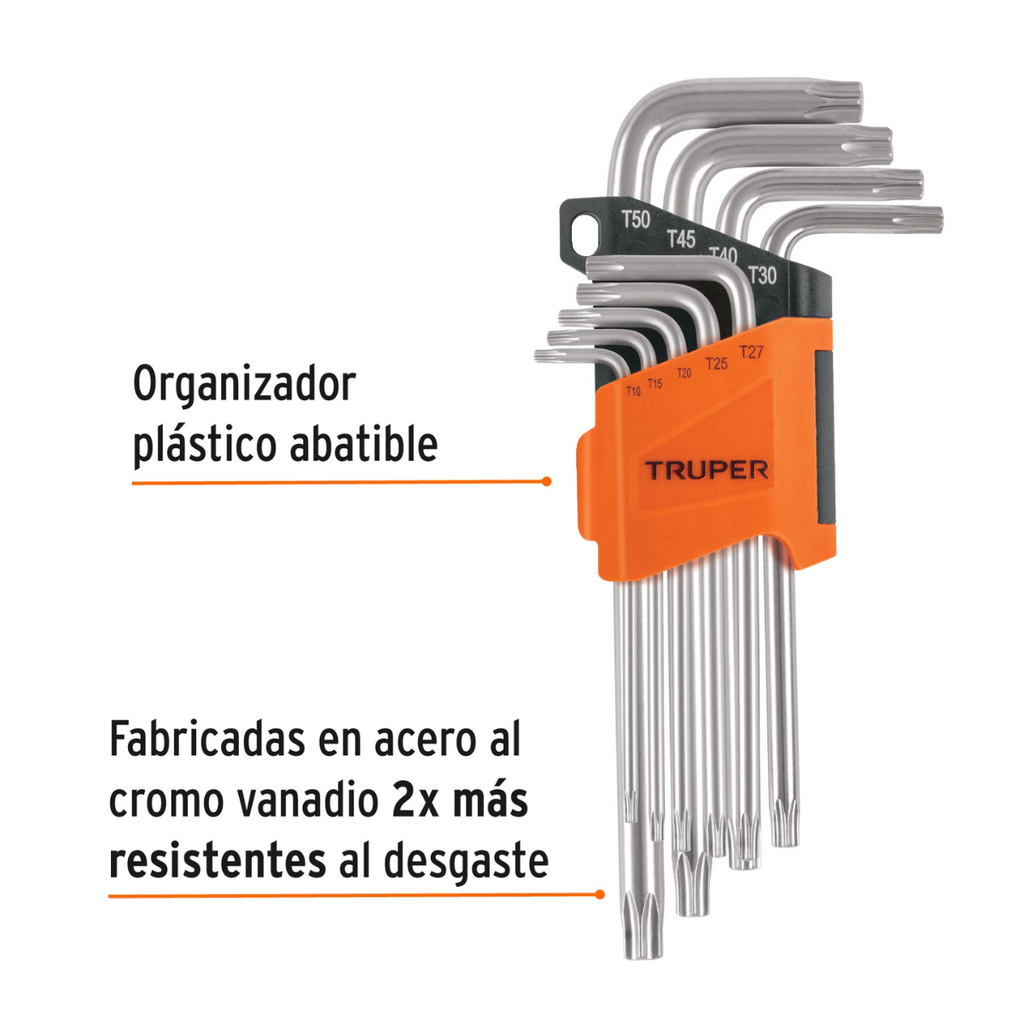 JUEGO DE LLAVES TORX 9 PIEZAS TRUPER COD. 15554 TORX-9