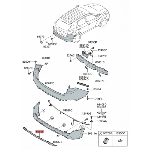 MOLDURA FASCIA (DEFENSA) HYUNDAI CRETA 2017 AL 2020 INF TRASORIGINAL COD. 86665-A0000