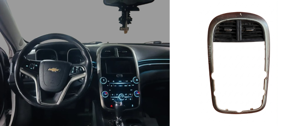 MOLDURA TABLERO (RADIO) CHEVROLET MALIBU LTZ 2013 AL 2015 C/REJILLAS P/AIRE INT CENT DESMONTADO ORIGINAL COD. 23317458