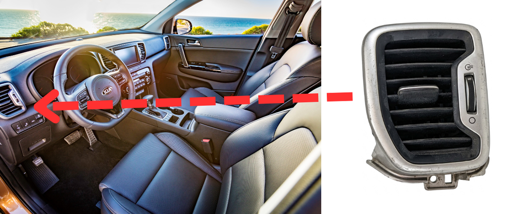 REJILLA INTERIOR DE AIRE ACONDICIONADO KIA SPORTAGE 2017 AL 2022 LAT TAB DEL IZQ DESMONTADO ORIGINAL COD. 97480-D9000