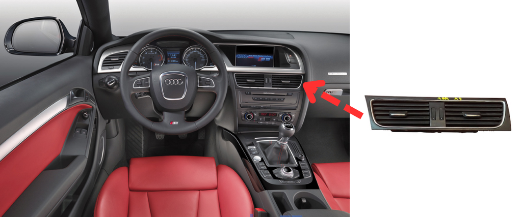 REJILLA INTERIOR DE AIRE ACONDICIONADO AUDI A4/ A5/ S4/ S5 2008 AL 2012 C/REJILLAS P/AIRE CENT DEL DESMONTADO ORIGINAL COD. 8T1820951C