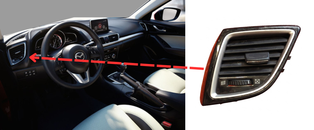 REJILLA INTERIOR DE AIRE ACONDICIONADO MAZDA 3 2013 AL 2019 I/TOURING/GRAND TOURING 2.0/2.5L LAT TAB DEL DER DESMONTADO ORIGINAL COD. BHN1-64730