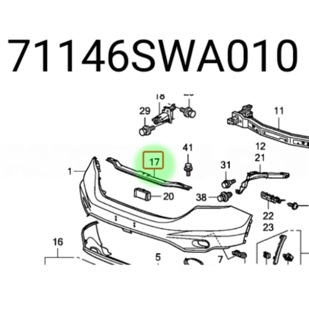 GUIA (FASCIA) DEFENSA HONDA CRV 2010 AL 2011 CENT DEL COD. 71146-SWA-010