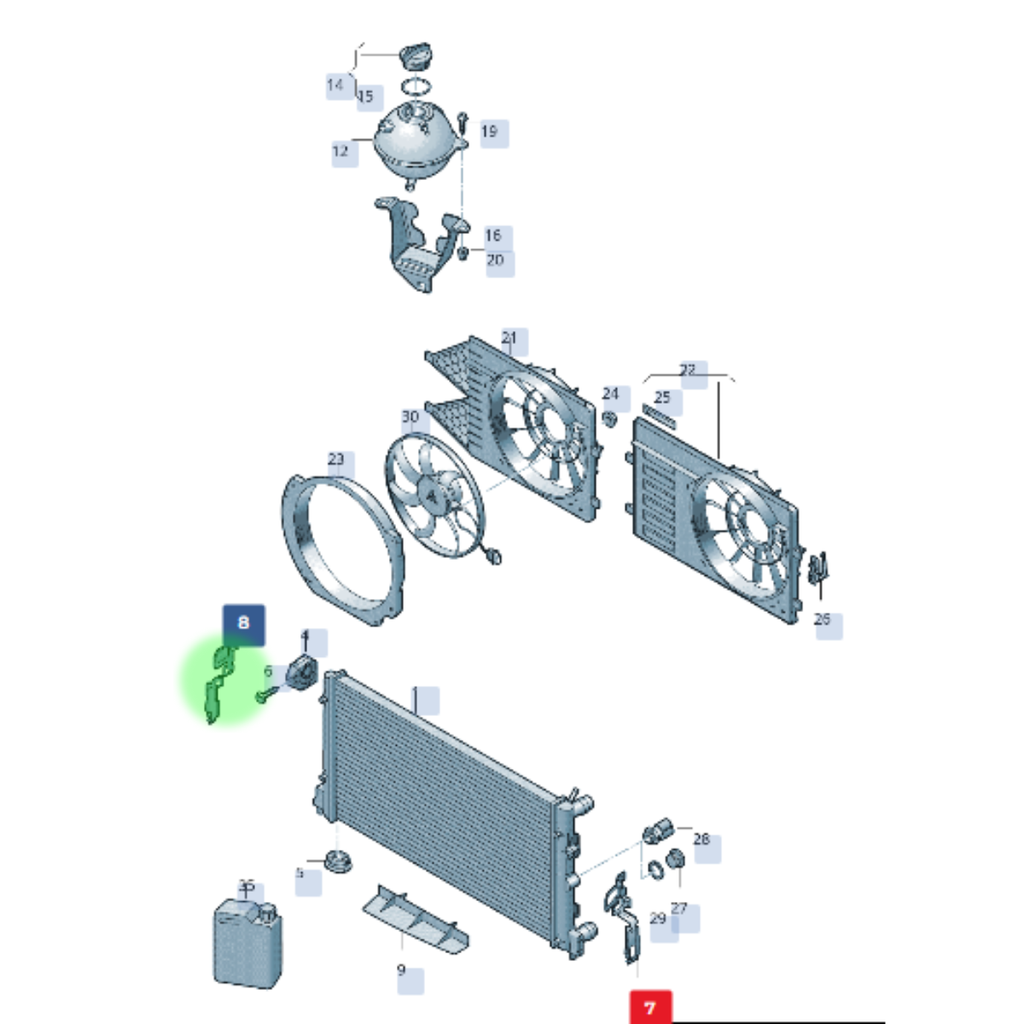 TOLVA RADIADOR DEFLECTOR DE AIRE VOLKSWAGEN VENTO/POLO 2014 AL 2019 DER ORIGINAL COD. 6RG-121-284-E