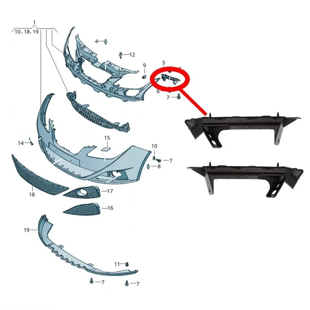 GUIA FASCIA (DEFENSA) SEAT IBIZA 2010 AL 2017 DEL IZQ ORIGINAL COD. 6J0-807-183