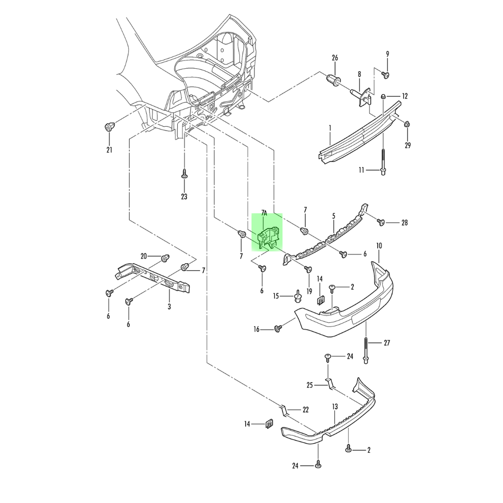 GUIA FASCIA (DEFENSA) VOLKSWAGEN JETTA 2008 AL 2015 TRAS DER ORIGINAL COD. 1JM-807-376