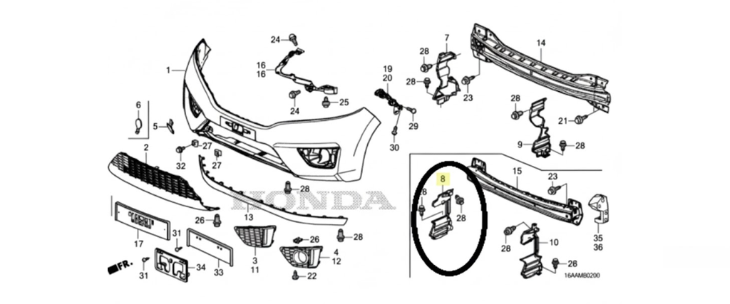 TOLVA CUBREPOLVO HONDA CIVIC/ FIT 2015 AL 2017 LAT DEL DER ORIGINAL COD. 71106-T5H-H00