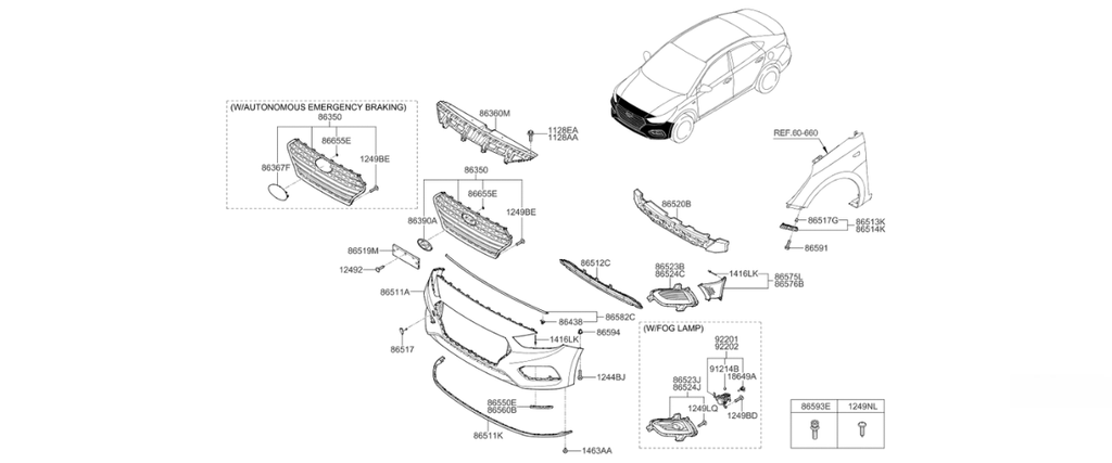 FASCIA (DEFENSA) HYUNDAI ACCENT 2018 AL 2022 DEL ORIGINAL COD. 86511J0000