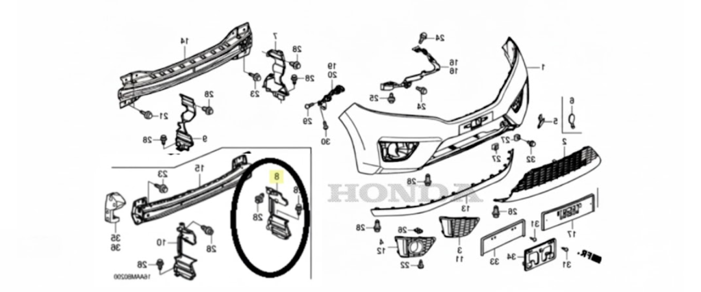 TOLVA CUBREPOLVO HONDA CIVIC/ FIT 2015 AL 2017 LAT DEL IZQ ORIGINAL COD. 71107-T5H-H00