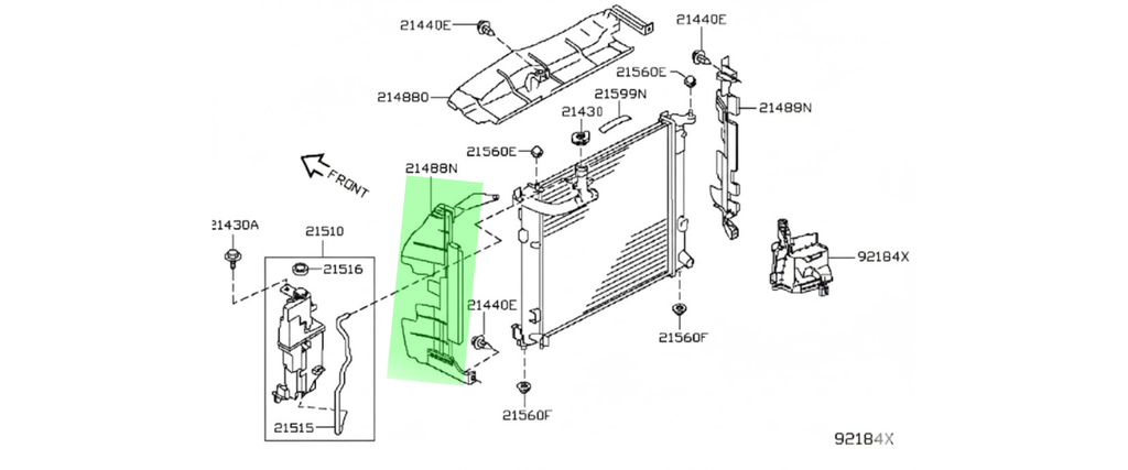 TOLVA RADIADOR NISSAN MARCH 2014 AL 2018 DEL IZQ ORIGINAL COD. 21499-9LE1A
