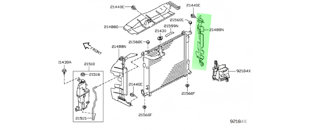 TOLVA RADIADOR NISSAN MARCH 2014 AL 2018 DEL DER ORIGINAL COD. 21498-9LE0A