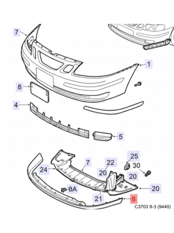 SPOILER SAAB 9-3 2003 AL 2007 INF DEL ORIGINAL COD. 12759772