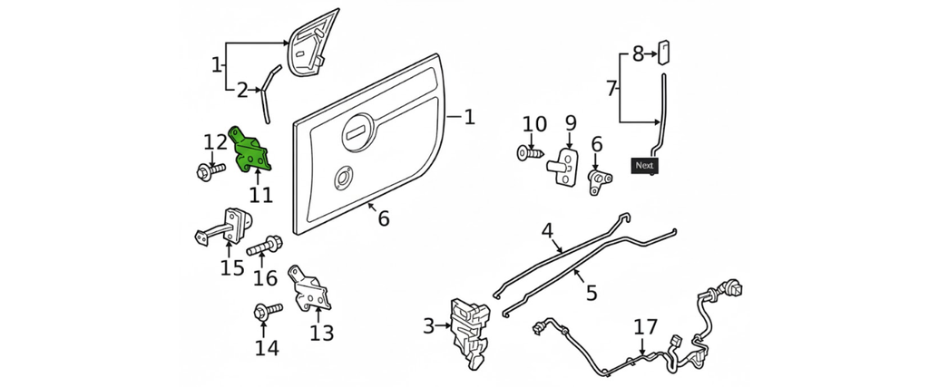 BISAGRA DE PUERTA CHEVROLET SPARK 2011 AL 2021 INF DER ORIGINAL COD. 96689982