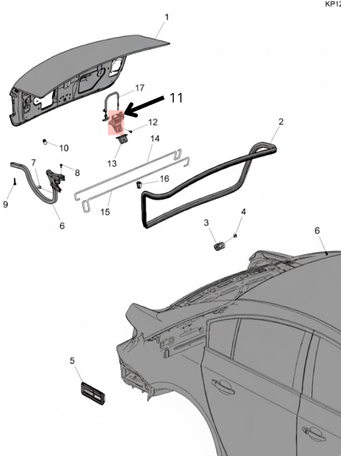 CHAPA DE CAJUELA CHEVROLET CRUZE 2011 AL 2016/ MALIBU 2014 AL 2019/ SONIC 2012 AL 2019 ELECT 4 PINS METAL ORIGINAL COD. 13501988