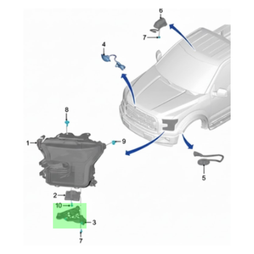 GUIA FARO FORD PU F150 2015 AL 2016 DEL DER ORIGINAL COD. FL34-17E762-AB
