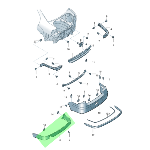 SPOILER VOLKSWAGEN JETTA VR6 1999 AL 2002 NEG INF TRAS ORIGINAL COD. 1J5-807-521DB41