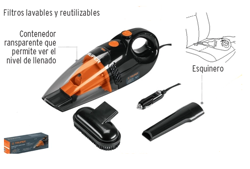 ASPIRADORA P/AUTO 12 V 120 W TRUPER COD. 100648