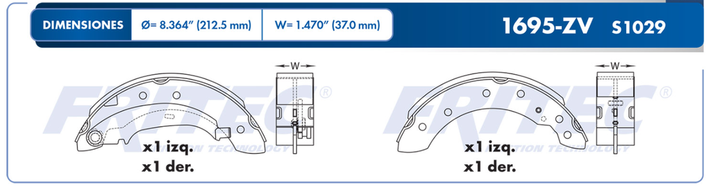 BALATAS NISSAN PLATINAP/TAMBOR FRITEC COD. OW1695ZV (160075)