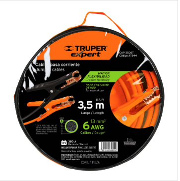 CABLES PASA CORRIENTE 3.5M CALIBRE 6 AWG TRUPER 1 PZA COD. 17544 CAP-3506T 
