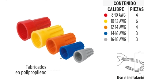 CAPUCHONES P/ CABLE CALIBRES SURTIDOS VOLTECK COD. 47330 (159321)
