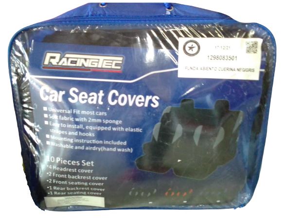 FUNDA ASIENTO CUERINA NEG/GRIS