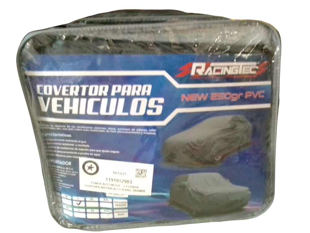 FUNDA AUTOMOVIL AFELPADA COSTURA NARANJA C/CIERRE GRANDE