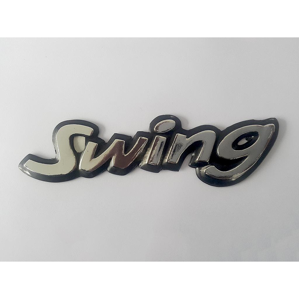 INSIGNIA ORIGINAL PUERTA LETRAS CHEVROLET CHEVY SWING DE 1994 AL 2003 C/ADHERIBLE CROM C/BASE NEG 1 PZA ( C-080)