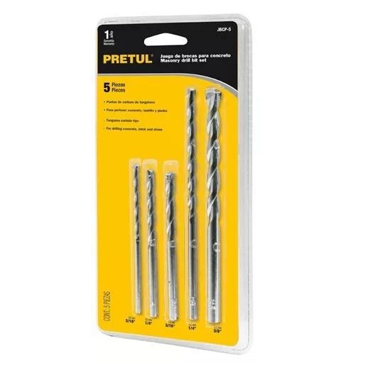JUEGO BROCAS P/CONCRETO 5 PZ PRETUL COD. 20701 JBCP-5(130558)