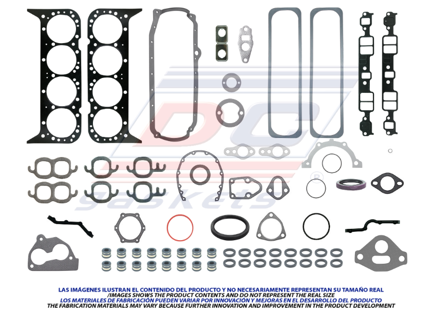 JUEGO DE JUNTAS DE MOTOR CHEVROLET PU C1500 DE 1992 AL 1998 / PU C2500 DE 1992 AL 1998 / PU C30 DE 1992 AL 1998 / CAPRICE DE 1991 AL 1998 / MALIBU DE 1991 AL 1998 / MONTECARLO DE 1991 AL 1998 / SUBURBAN DE 1991 AL 1998 / PU DE 1992 AL 1998 V8 5.7 DC COD. FS-150-8(114766)
