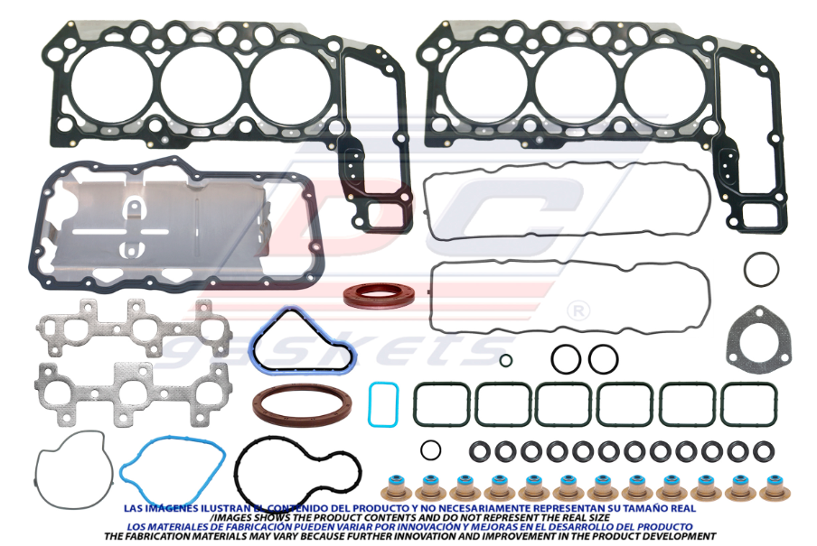 JUEGO DE JUNTAS DE MOTOR JEEP LIBERTY V6 3.7 DE 2002 AL 2007 DODGE RAM PU V6 3.7 DE 2002 AL 2007 DC COD. FS271(114824)