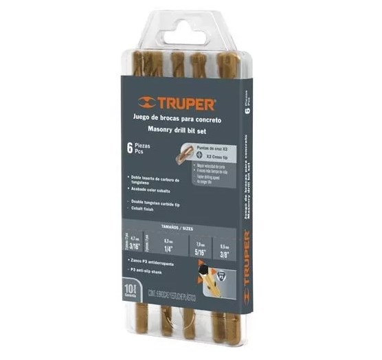 JUEGO BROCAS PARA CONCRETO 6 PZ TRUPER COD. 11295 JBCT-6(132842)